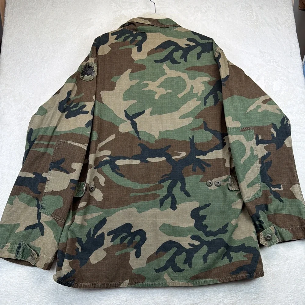Vintage US Army M81 Woodland BDU Hot Weather Combat Coat Large Long Ripstop